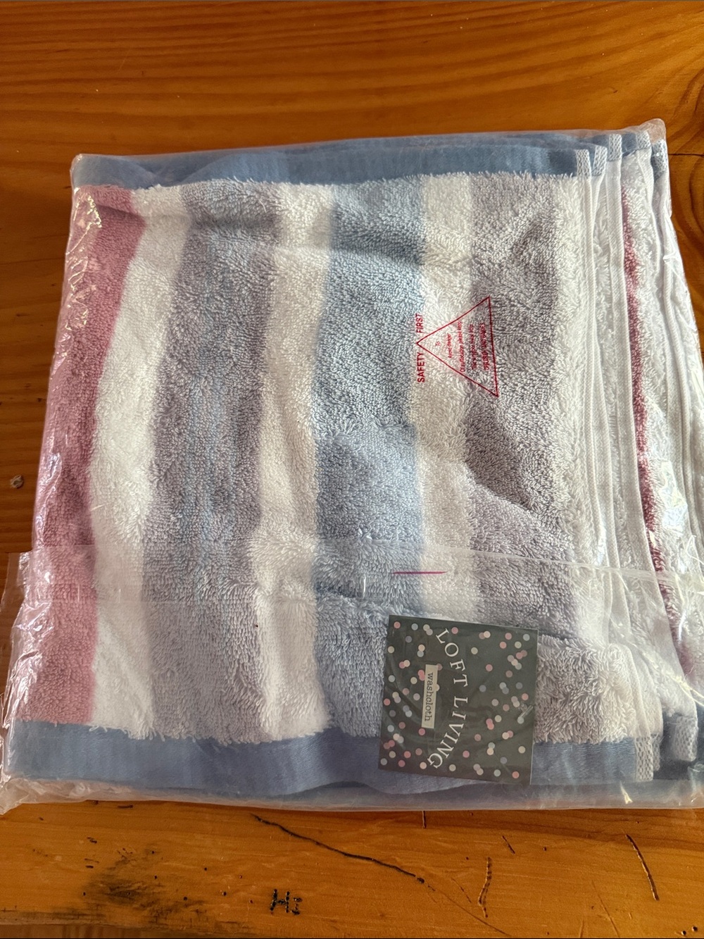 Striped Wash Cloth - Blue, White & Pink